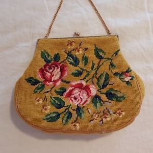 Vintage Needlepoint Floral Handbag